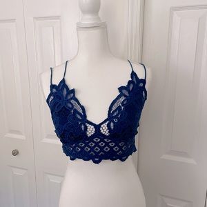 FREE PEOPLE Bralette Lace Blue Navy Size Medium